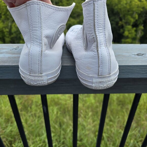 Converse Chuck Taylor All Star White Leather High Top Sneakers - Picture 6 of 8